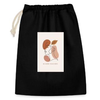 Portrait minimaliste avec une feuille et un message stimulants - Sac cadeau 30 x 45 cm - noir - Devant