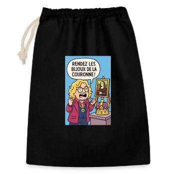 Caricature Theft of the Louvre Pierre Jean. - Gift Bag 30 x 45 cm - black - Front