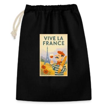 Lang lebe Frankreich Vintage Baguette - Geschenkbeutel aus Baumwolle (30 x 45 cm) - Schwarz - Vorne
