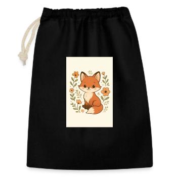 Kleiner Fuchs - Geschenkbeutel aus Baumwolle (30 x 45 cm) - Schwarz - Vorne