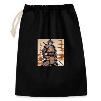 Samurai im Ocker-Rüstungsstil - Geschenkbeutel aus Baumwolle (30 x 45 cm) - Schwarz - Vorne