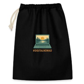 Digitaler Laptop Reisender & Natur bei Sonnenaufgang - Geschenkbeutel aus Baumwolle (30 x 45 cm) - Schwarz - Vorne