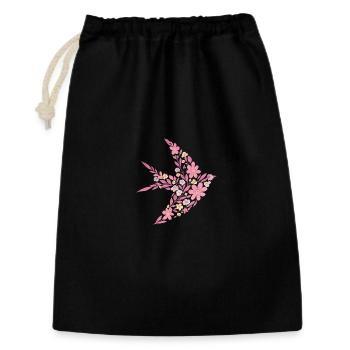 Nordic Floral - Bright Pink Rose Bird - Gift Bag 30 x 45 cm - black - Front