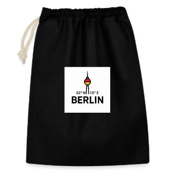 Berliner  Fernsehturm Koordinaten Illustration - Geschenkbeutel aus Baumwolle (30 x 45 cm) - Schwarz - Vorne