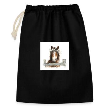 Poney couronné à fleurs - Sac cadeau 30 x 45 cm - noir - Devant