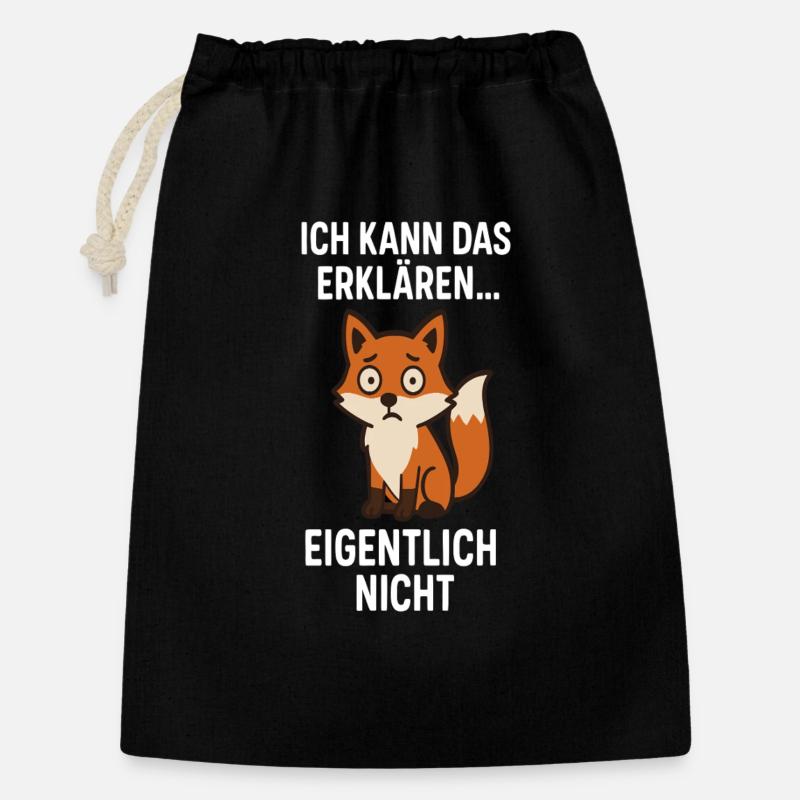 Fuchswitz: Erklären? Eigentlich Nein - Geschenkbeutel aus Baumwolle (30 x 45 cm) - Schwarz