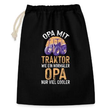 Landwirt Bauernhof Farmer Bauer Opa Großvater Trak - Geschenkbeutel aus Baumwolle (30 x 45 cm) - Schwarz - Vorne