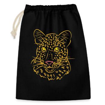 Leopard - Geschenkbeutel aus Baumwolle (30 x 45 cm) - Schwarz - Vorne