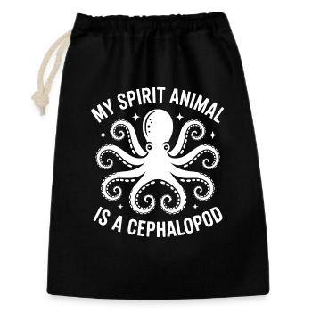 Oktopus Seelenwesen Spruch Shirt - Geschenkbeutel aus Baumwolle (30 x 45 cm) - Schwarz - Vorne