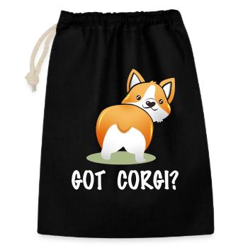 Got Corgi? Frecher Corgi-Po Spruch - Geschenkbeutel aus Baumwolle (30 x 45 cm) - Schwarz - Vorne