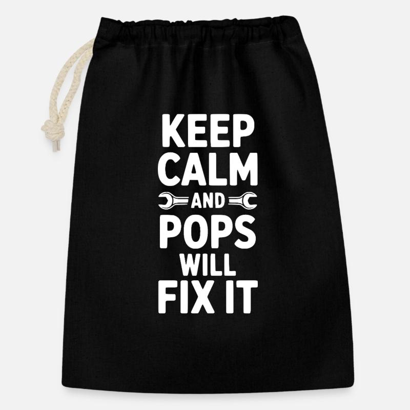 Keep Calm and Pops Will Fix It - Gift Bag 30 x 45 cm - black