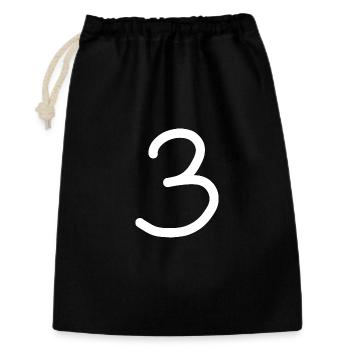 3 Numéro trois blanc Anniversaire - Sac cadeau 30 x 45 cm - noir - Devant