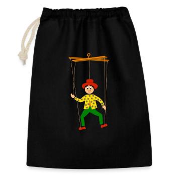kinder marionette lustig - Geschenkbeutel aus Baumwolle (30 x 45 cm) - Schwarz - Vorne