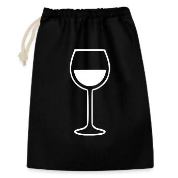 Wein Weinglas Weißwein Rotwein - Geschenkbeutel aus Baumwolle (30 x 45 cm) - Schwarz - Vorne