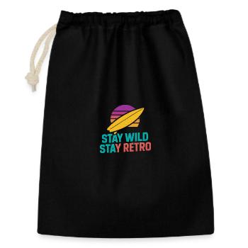 Stay Wild Stay Retro Surf - Geschenkbeutel aus Baumwolle (30 x 45 cm) - Schwarz - Vorne