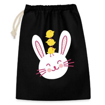 Lapin de Pâques et trois poussins mignons - Sac cadeau 30 x 45 cm - noir - Devant