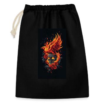 Phoenix Skull in Flames and Roses - Gift Bag 30 x 45 cm - black - Front