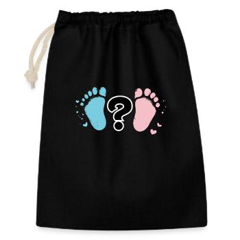 Pastel Baby Footprints and Question - Gift Bag 30 x 45 cm - black - Front