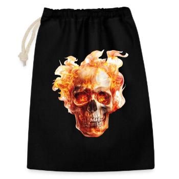 Totenkopf Flammen - Geschenkbeutel aus Baumwolle (30 x 45 cm) - Schwarz - Vorne