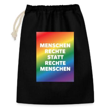 Menschenrechte statt Hass und Hetze - Geschenkbeutel aus Baumwolle (30 x 45 cm) - Schwarz - Vorne