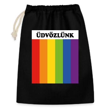 LGBT SAFE SPACE Uedvoezluenk welcome in Hungarian - Gift Bag 30 x 45 cm - black - Front