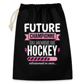 Zukünftiger Eishockeymeister - Geschenkbeutel aus Baumwolle (30 x 45 cm) - Schwarz - Vorne
