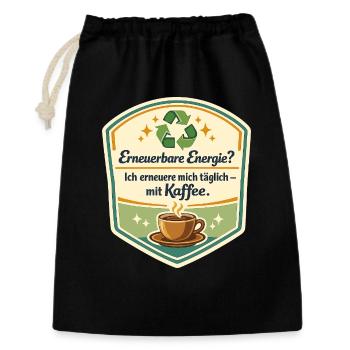 Kaffee als Erneuerbare Energie - Geschenkbeutel aus Baumwolle (30 x 45 cm) - Schwarz - Vorne