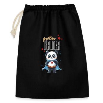 Großer Bruder Panda Superheld - Geschenkbeutel aus Baumwolle (30 x 45 cm) - Schwarz - Vorne
