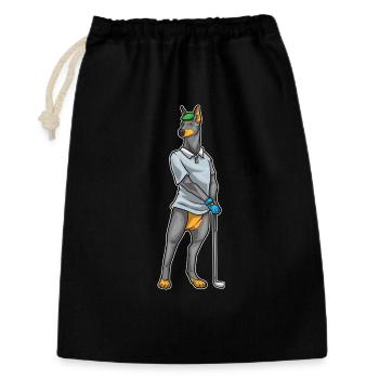 Dobermann Golf Golfschläger - Geschenkbeutel aus Baumwolle (30 x 45 cm) - Schwarz - Vorne