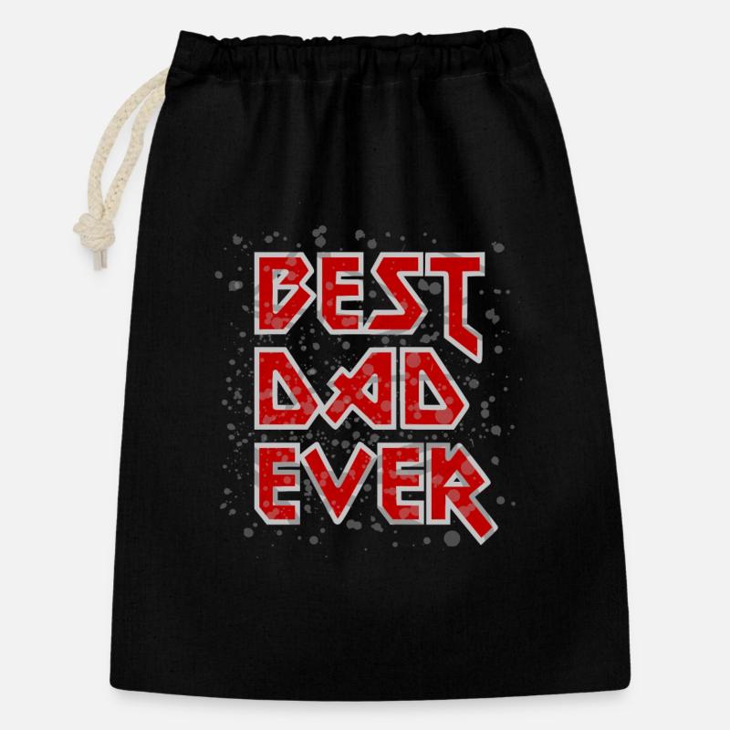 Best Dad Ever metal rock cool Spruch rot Vater - Geschenkbeutel aus Baumwolle (30 x 45 cm) - Schwarz