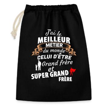 Citation Humoristique Fratrie - Sac cadeau 30 x 45 cm - noir - Devant