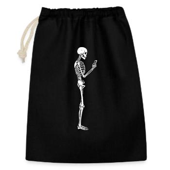 Funny Skeleton with smartphone texting  - Gift Bag 30 x 45 cm - black - Front