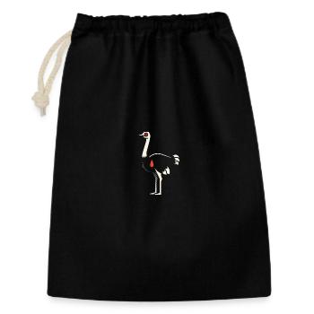 Vogelstil Retro Ostrich Strauss Strauß Motiv - Geschenkbeutel aus Baumwolle (30 x 45 cm) - Schwarz - Vorne