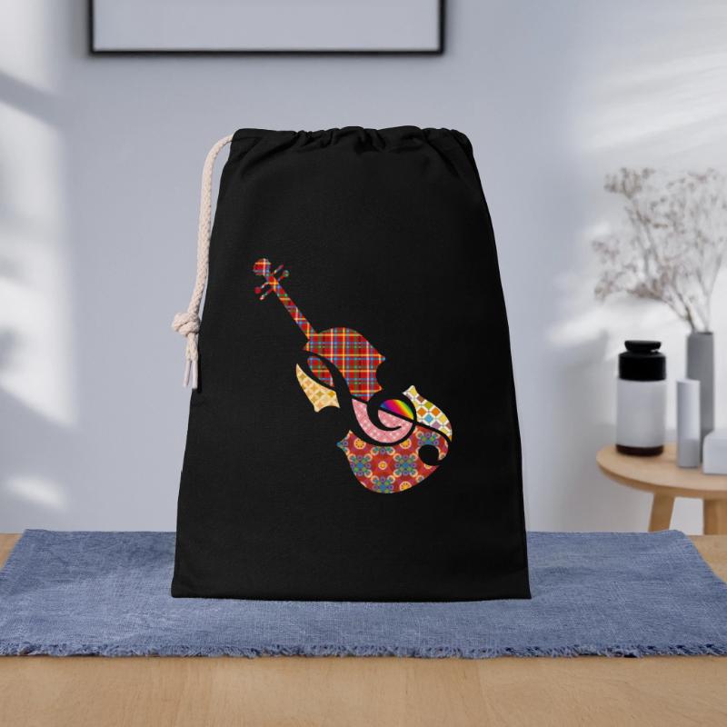 beau violon patchwork avec clé de sol Sac cadeau 30 x 45 cm