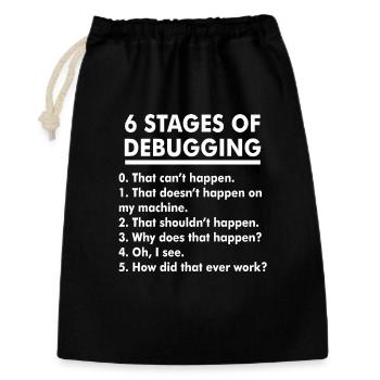 Humorous Debugging Stages Illustration - Gift Bag 30 x 45 cm - black - Front