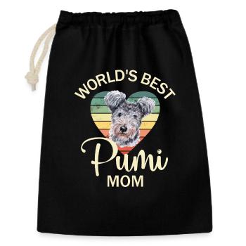 Hungarian Pumi Dog - Gift Bag 30 x 45 cm - black - Front