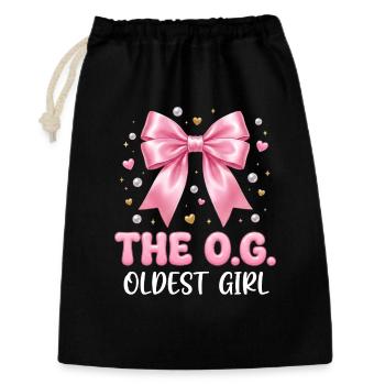 La fille la plus âgée : design familial de nœud rose - Sac cadeau 30 x 45 cm - noir - Devant