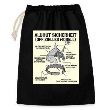 Aluhut Modell Bau - Geschenkbeutel aus Baumwolle (30 x 45 cm) - Schwarz - Vorne