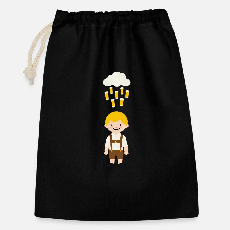 Pluie de haricots sur l’enfant lederhosen - Sac cadeau 30 x 45 cm - noir