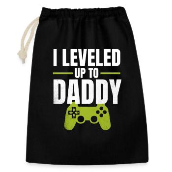 I Leveled Up to Daddy - Geschenkbeutel aus Baumwolle (30 x 45 cm) - Schwarz - Vorne
