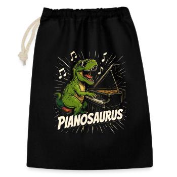 Spaßiger Pianist-Dinosaurier - Geschenkbeutel aus Baumwolle (30 x 45 cm) - Schwarz - Vorne