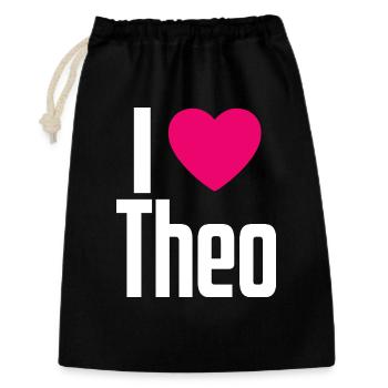 I Love Theo Pink Heart I Love Theo - Gift Bag 30 x 45 cm - black - Front