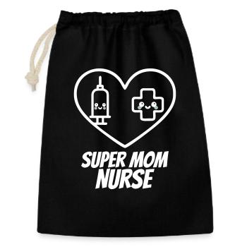 Super-Mama-Krankenschwester – Herzmedizin - Geschenkbeutel aus Baumwolle (30 x 45 cm) - Schwarz - Vorne
