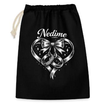 Motif de nœud en anneaux de cœur Nedime - Sac cadeau 30 x 45 cm - noir - Devant