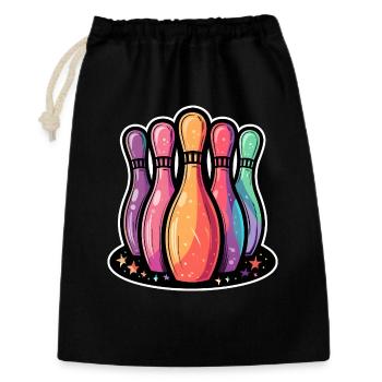 Lustige Bowling Pins - Geschenkbeutel aus Baumwolle (30 x 45 cm) - Schwarz - Vorne