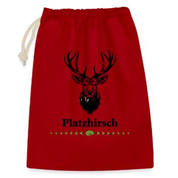 0-Platzhirsch - Geschenkbeutel aus Baumwolle (30 x 45 cm) - Rot - Vorne