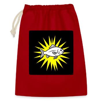Cooler Fisch im Punk Rock & Pop Art Stil - Geschenkbeutel aus Baumwolle (30 x 45 cm) - Rot - Vorne
