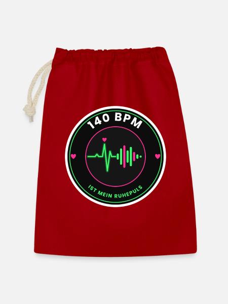Neon Pulsschlag 140 BPM - Geschenkbeutel aus Baumwolle (30 x 45 cm) - Rot