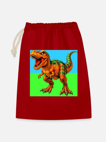 Dinosaurier - Geschenkbeutel aus Baumwolle (30 x 45 cm) - Rot