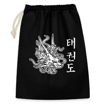 Taekwondo Drache – asiatisches Kampfsport-Design - Geschenkbeutel aus Baumwolle (30 x 45 cm) - Schwarz - Vorne